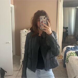 Theory Dark Leather Jacket
